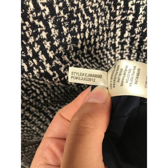 Eliza J NWT Navy Blue White Textured Dress Simple Cute Feminine Women's 14 Guest - Picture 9 of 11